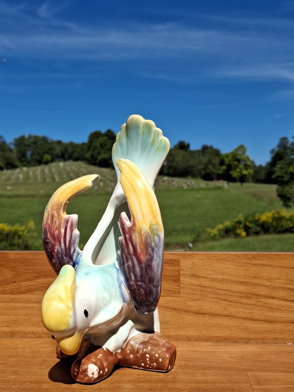 Ceramic Parrot Figurine Vase - Multicolor